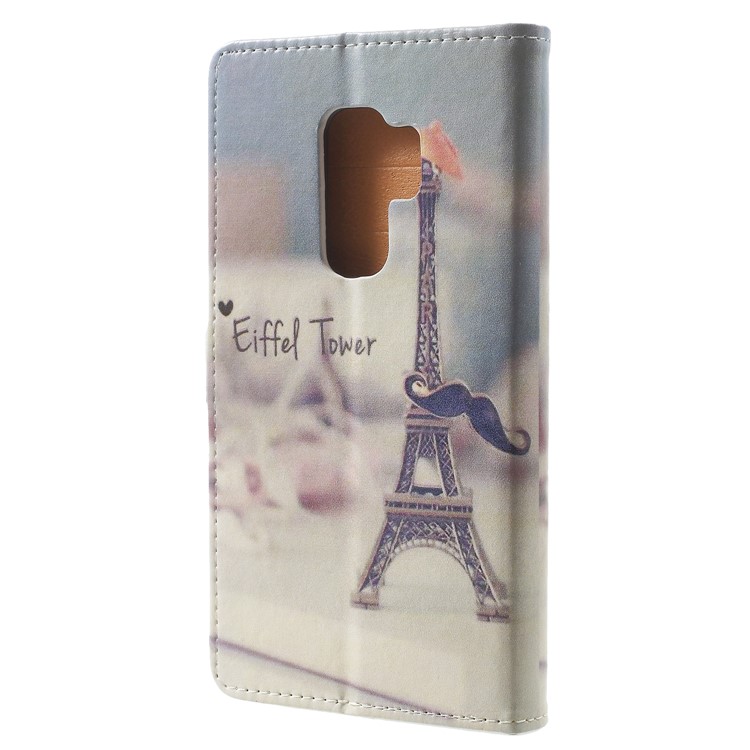 Pattern Printing Leather Wallet Stand Cell Phone Cover for Samsung Galaxy S9 Plus - Eiffel Tower-3
