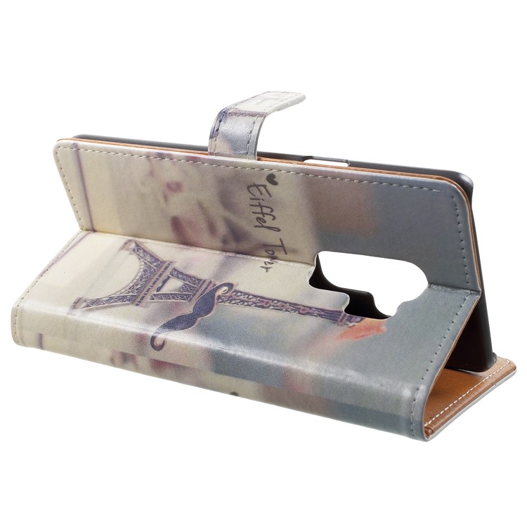 Pattern Printing Leather Wallet Stand Cell Phone Cover for Samsung Galaxy S9 Plus - Eiffel Tower-4