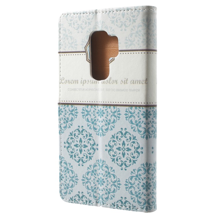 Pattern Printing Leather Wallet Stand Cell Phone Shell for Samsung Galaxy S9 Plus - Damask Flower-3