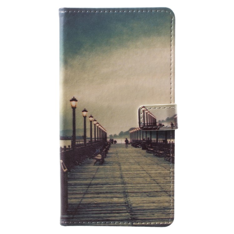 Pattern Printing Leather Wallet Stand Protective Case for Samsung Galaxy S9+ - Dock at Sunset-1