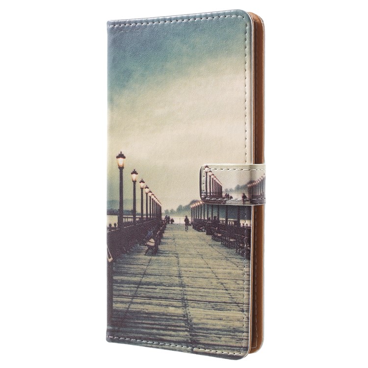 Pattern Printing Leather Wallet Stand Protective Case for Samsung Galaxy S9+ - Dock at Sunset-2