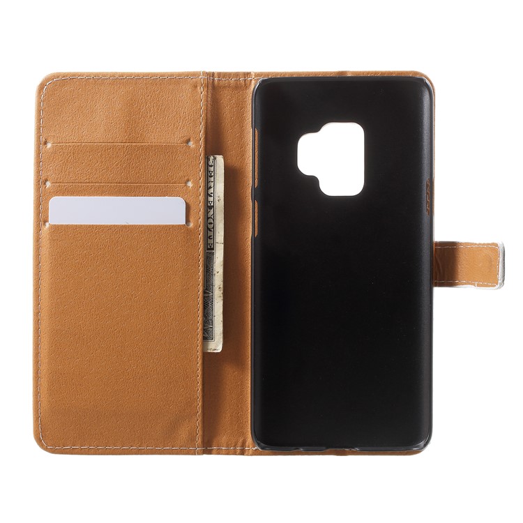 Pattern Printing Leather Wallet Stand Case for Samsung Galaxy S9 - Wolf Howling at the Moon-5