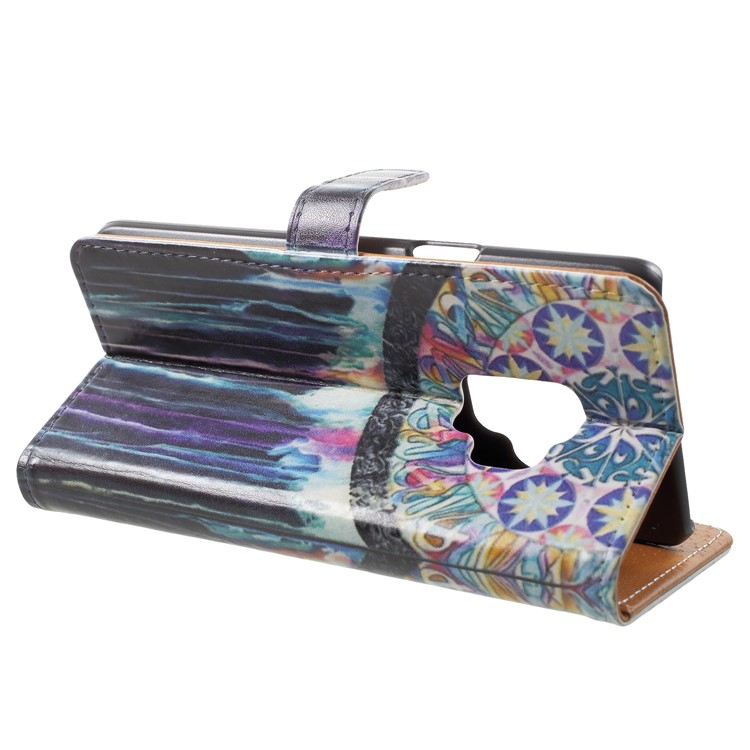 Pattern Printing Leather Wallet Stand Cover for Samsung Galaxy S9 - Dream Catcher-4