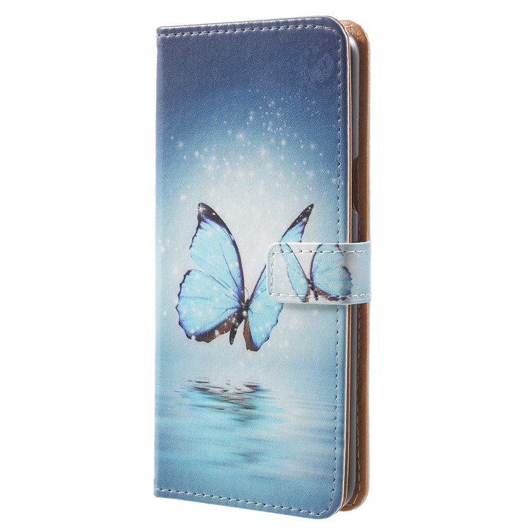 Pattern Printing Leather Wallet Stand Shell for Samsung Galaxy S9 G960 - Blue Butterfly-2