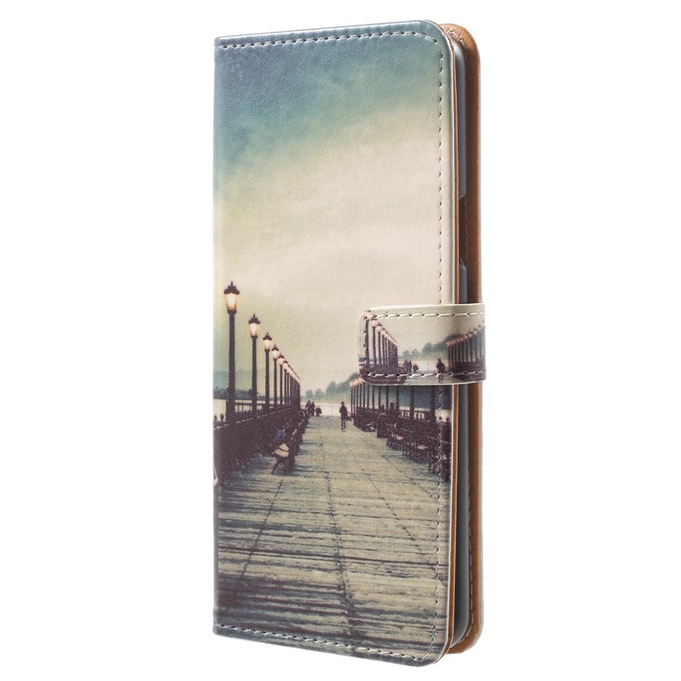 Pattern Printing Leather Wallet Stand Casing for Samsung Galaxy S9 - Dock at Sunset-2