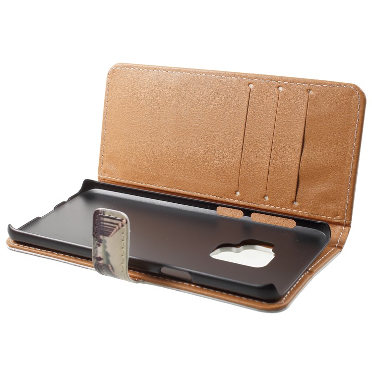 Pattern Printing Leather Wallet Stand Casing for Samsung Galaxy S9 - Dock at Sunset-5