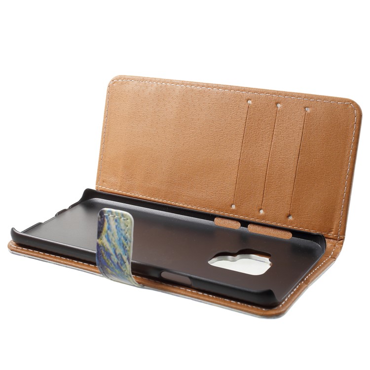 Pattern Printing Leather Wallet Stand Mobile Phone Case for Samsung Galaxy S9 - The Starry Night-5