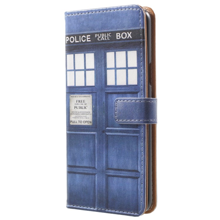 Pattern Printing Leather Wallet Stand Cell Phone Case for Samsung Galaxy S9 - Public Police Call Box-2