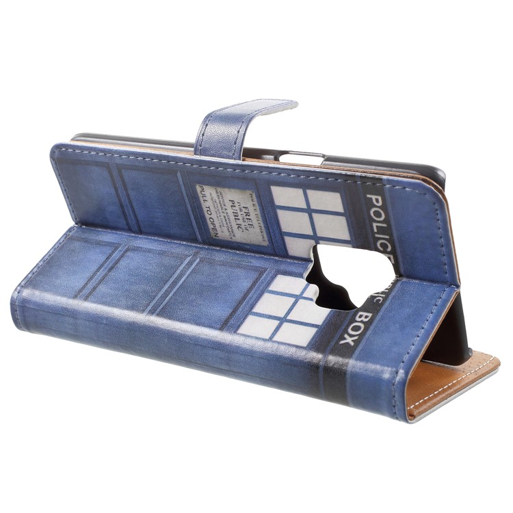 Pattern Printing Leather Wallet Stand Cell Phone Case for Samsung Galaxy S9 - Public Police Call Box-4
