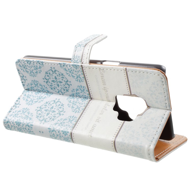 Pattern Printing Leather Wallet Stand Mobile Phone Cover for Samsung Galaxy S9 - Damask Flower-4