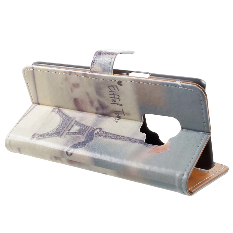 Pattern Printing Leather Wallet Stand Cell Phone Cover for Samsung Galaxy S9 - Eiffel Tower-4