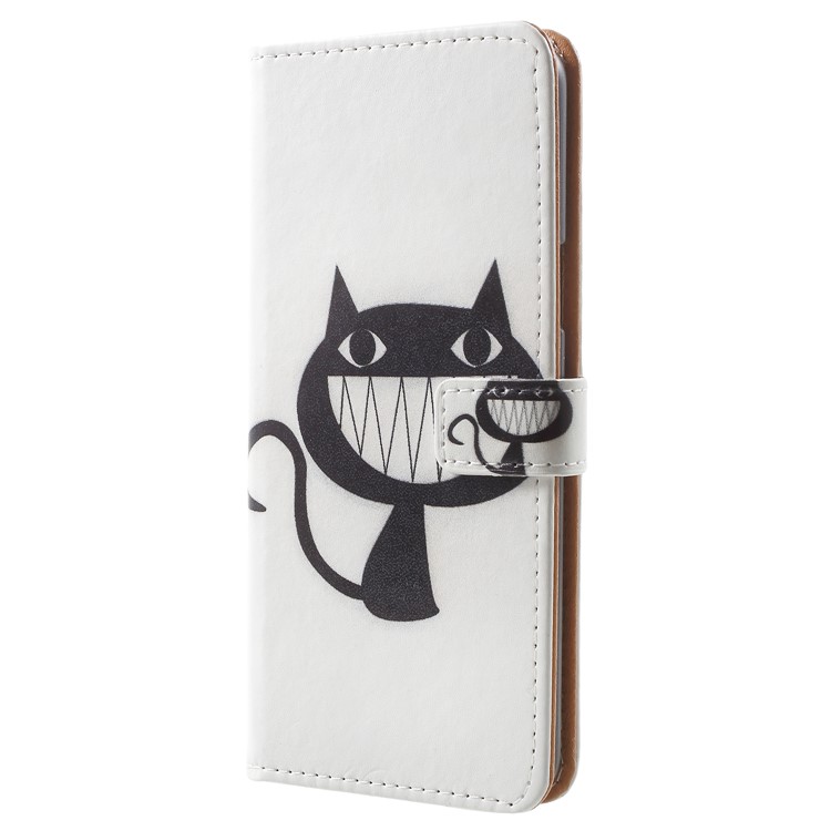 Pattern Printing Leather Wallet Stand Cell Phone Shell for Samsung Galaxy S9 - Black Cat-2
