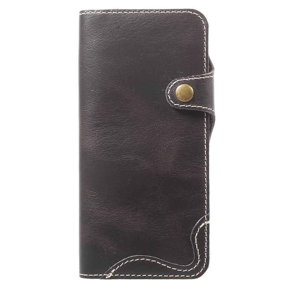 Retro Style Oil Wax Genuine Leather Stand Wallet Casing for Samsung Galaxy S9 G960 - Black-2