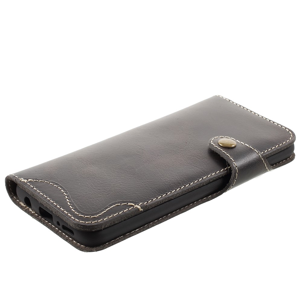 Retro Style Oil Wax Genuine Leather Stand Wallet Casing for Samsung Galaxy S9 G960 - Black-4