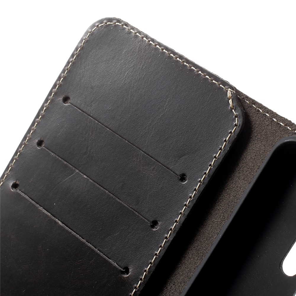 Retro Style Oil Wax Genuine Leather Stand Wallet Casing for Samsung Galaxy S9 G960 - Black-6