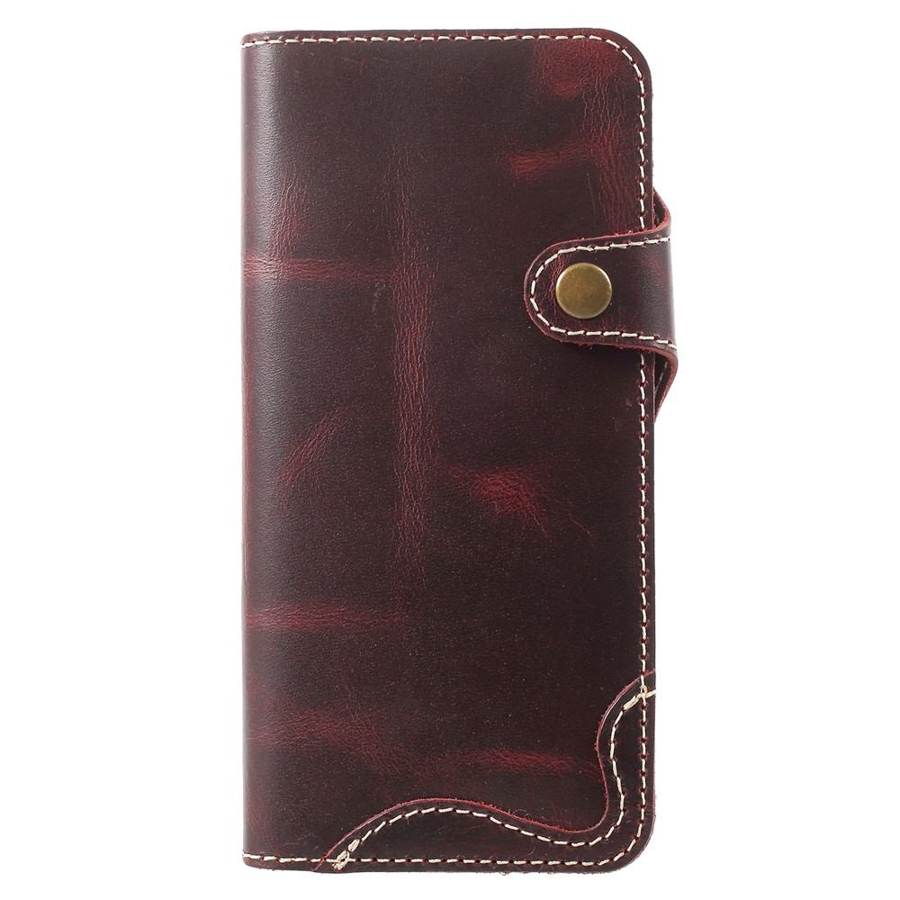 Retro Style Oil Wax Genuine Leather Stand Wallet Cover for Samsung Galaxy S9 G960 - Coffee-1