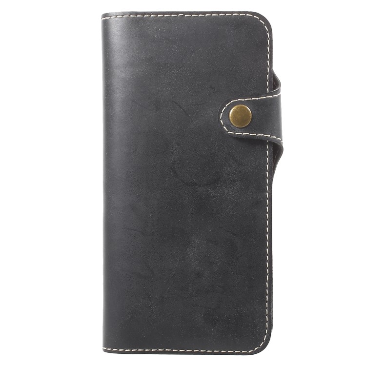 Button Closure PU Leather Wallet Folio Case with Lanyard for Samsung Galaxy S9 - Black-2