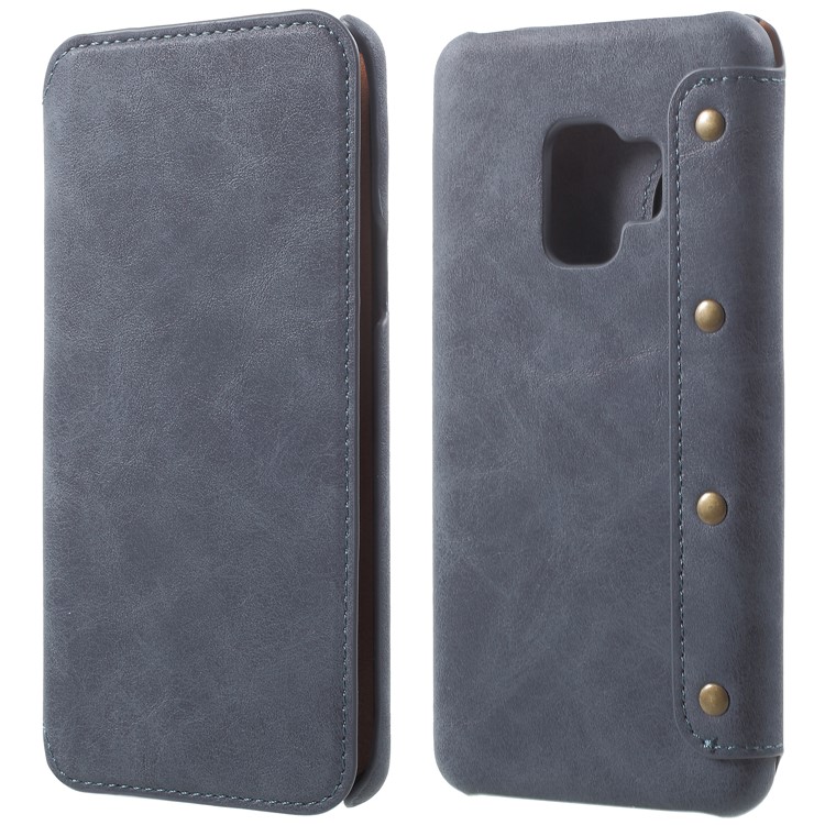 Flip Wallet PU Leather Case for Samsung Galaxy S9 - Grey-1