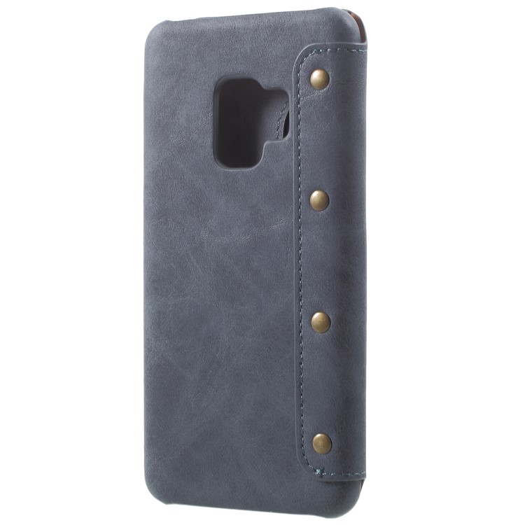 Flip Wallet PU Leather Case for Samsung Galaxy S9 - Grey-4