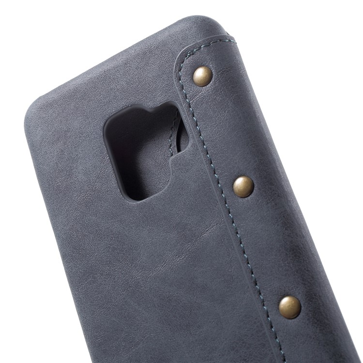 Flip Wallet PU Leather Case for Samsung Galaxy S9 - Grey-6