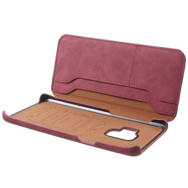 Flip Wallet PU Leather Cover for Samsung Galaxy S9 - Red-4
