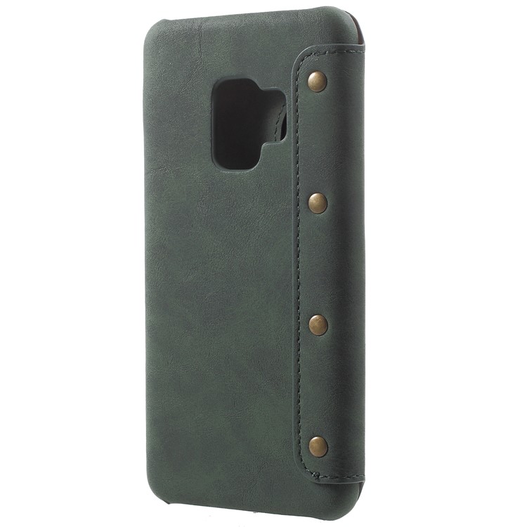 Flip Wallet PU Leather Shell for Samsung Galaxy S9 - Green-3