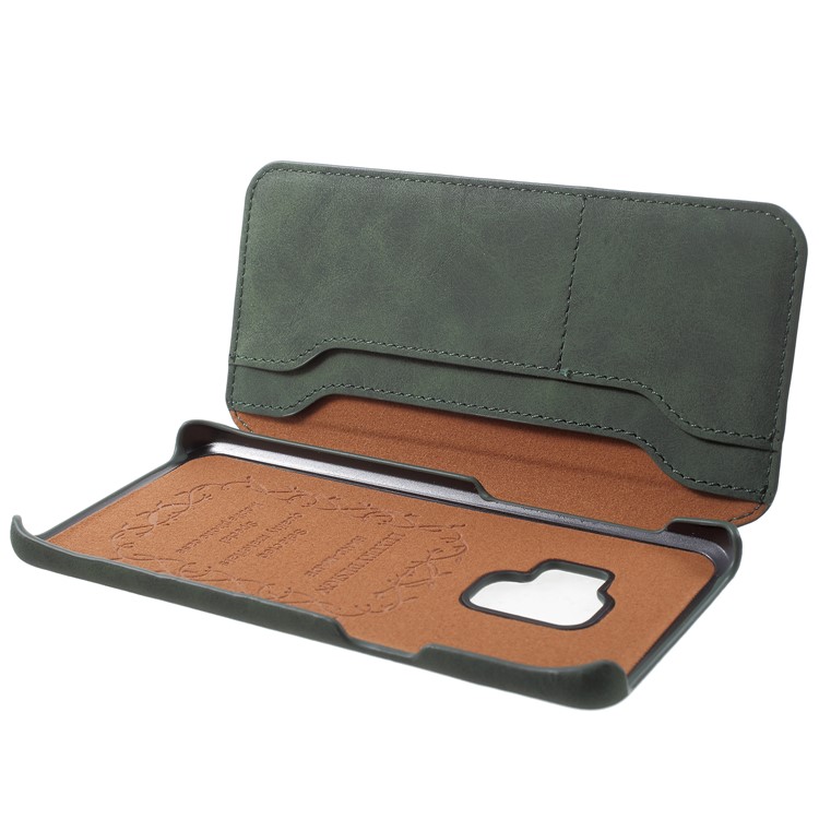 Flip Wallet PU Leather Shell for Samsung Galaxy S9 - Green-4