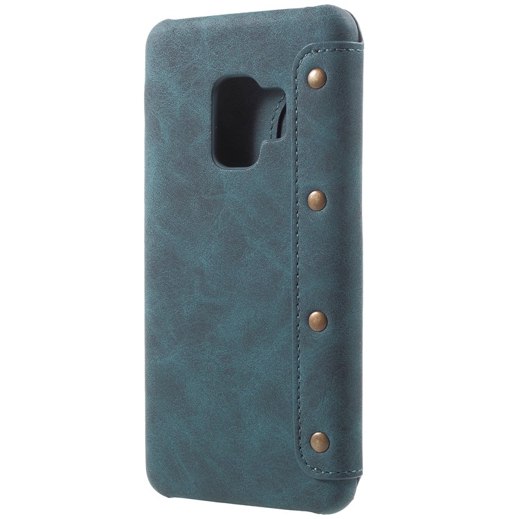 Flip Wallet PU Leather Casing for Samsung Galaxy S9 - Blue-3