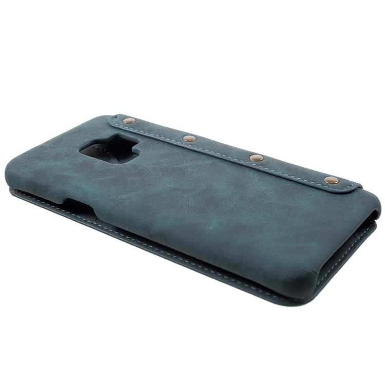 Flip Wallet PU Leather Casing for Samsung Galaxy S9 - Blue-4
