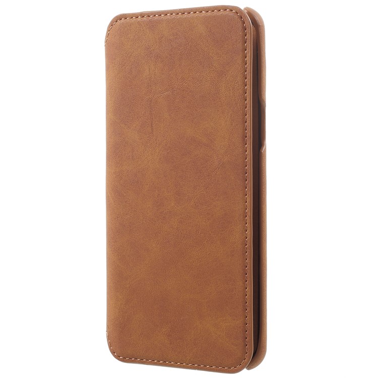 Flip Wallet PU Leather Mobile Phone Case for Samsung Galaxy S9 - Brown-2