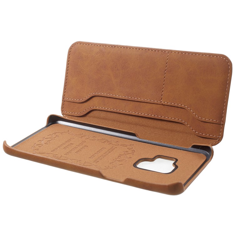 Flip Wallet PU Leather Mobile Phone Case for Samsung Galaxy S9 - Brown-4