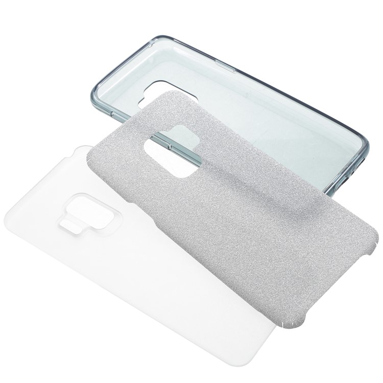 Glittery Powder 3-piece TPU + PC Hybrid Cover for Samsung Galaxy S9 - Grey-7