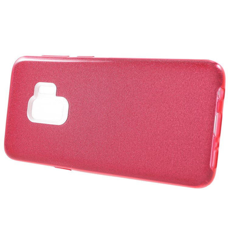 Glittery Powder 3-piece TPU + PC Hybrid Back Shell for Samsung Galaxy S9 - Red-2