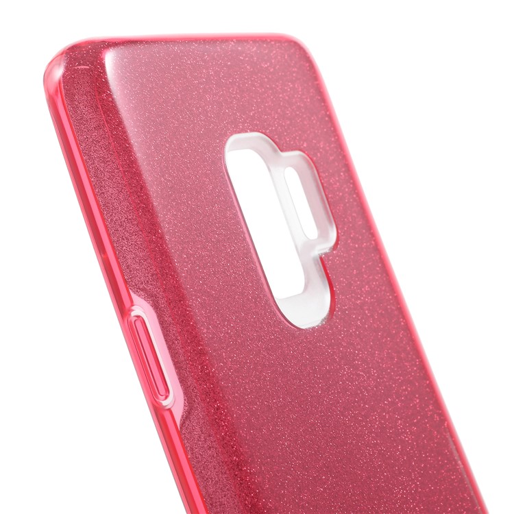 Glittery Powder 3-piece TPU + PC Hybrid Back Shell for Samsung Galaxy S9 - Red-5