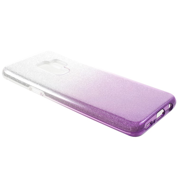 3-in-1 Gradient Glittering PC + TPU Phone Case Shell for Samsung Galaxy S9 - Light Purple-3