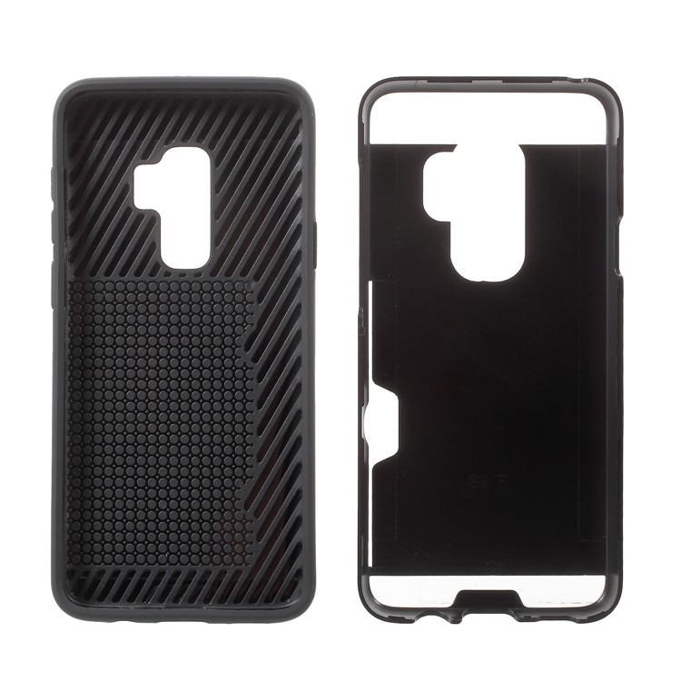 Brushed PC + TPU Hybrid Phone Card Slot Case for Samsung Galaxy S9 Plus - Black-7