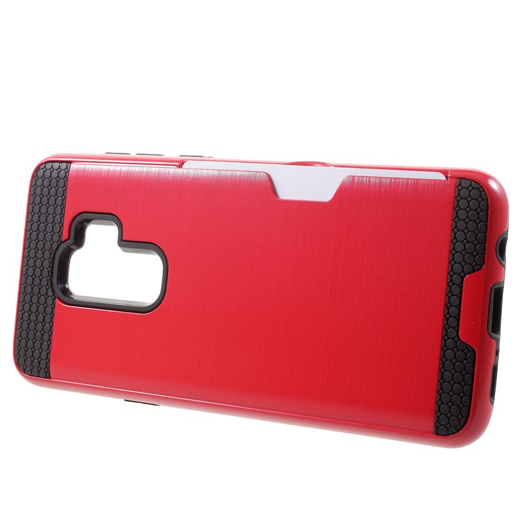 Brushed PC + TPU Hybrid Phone Card Slot Casing Cover for Samsung Galaxy S9 Plus G965 - Red-2