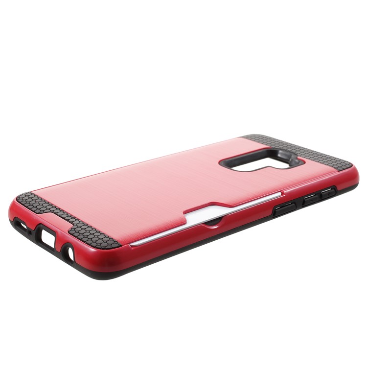 Brushed PC + TPU Hybrid Phone Card Slot Casing Cover for Samsung Galaxy S9 Plus G965 - Red-3