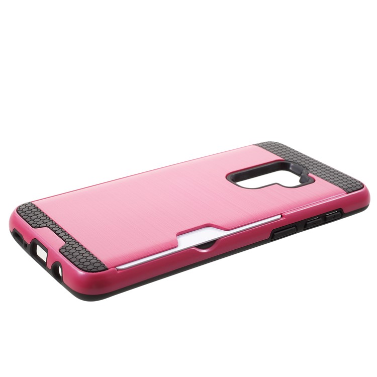 Brushed PC + TPU Hybrid Phone Card Slot Phone Cover for Samsung Galaxy S9 Plus G965 - Rose-3