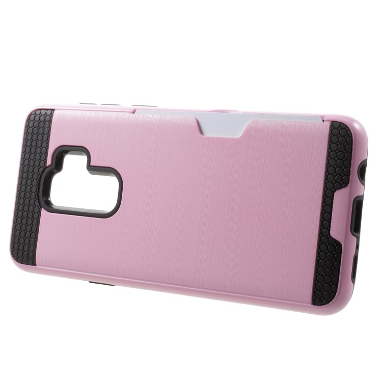 Brushed PC + TPU Hybrid Phone Card Slot Phone Case for Samsung Galaxy S9 Plus G965 - Pink-2