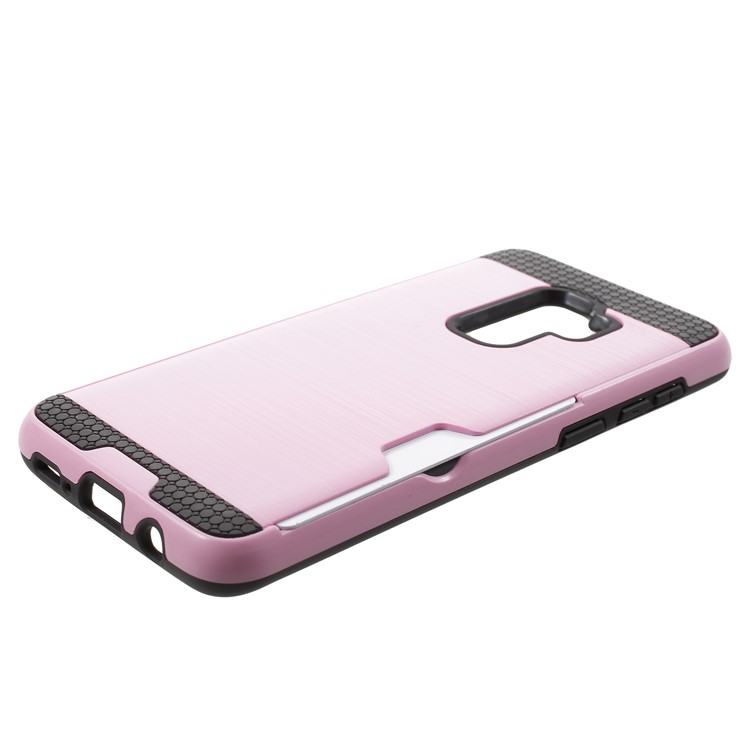 Brushed PC + TPU Hybrid Phone Card Slot Phone Case for Samsung Galaxy S9 Plus G965 - Pink-3