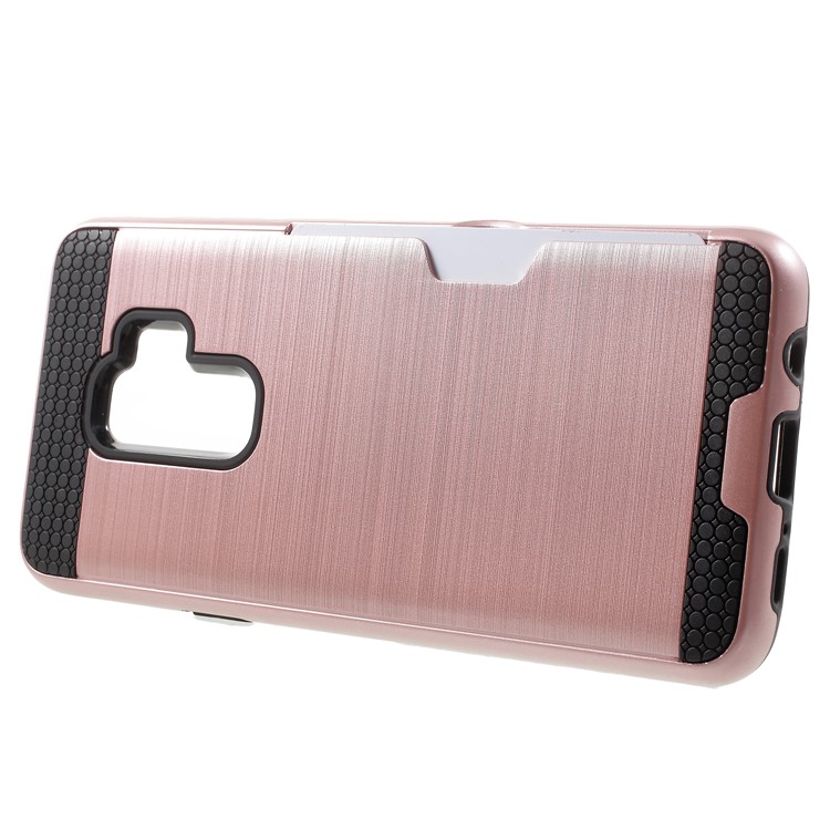 Brushed PC + TPU Hybrid Phone Card Slot Phone Casing for Samsung Galaxy S9 Plus G965 - Rose Gold-2