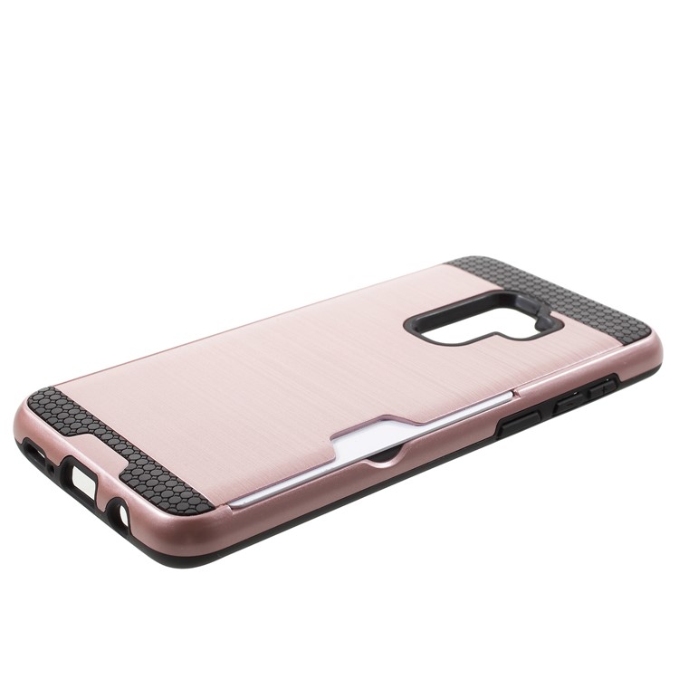 Brushed PC + TPU Hybrid Phone Card Slot Phone Casing for Samsung Galaxy S9 Plus G965 - Rose Gold-3