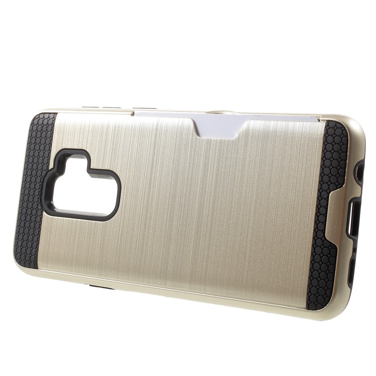 Brushed PC + TPU Hybrid Phone Card Slot Phone Casing Shell for Samsung Galaxy S9 Plus G965 - Gold-2
