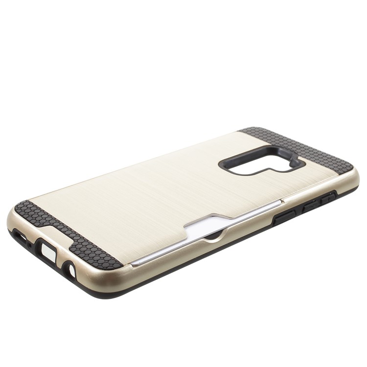Brushed PC + TPU Hybrid Phone Card Slot Phone Casing Shell for Samsung Galaxy S9 Plus G965 - Gold-3