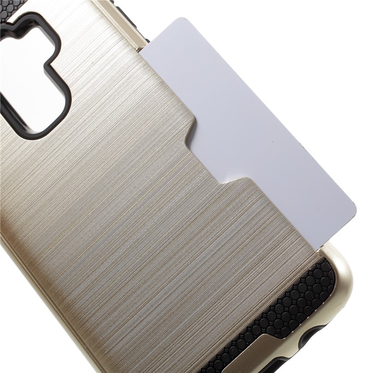 Brushed PC + TPU Hybrid Phone Card Slot Phone Casing Shell for Samsung Galaxy S9 Plus G965 - Gold-4