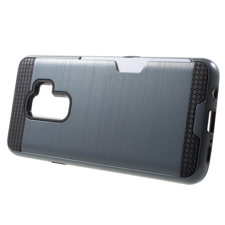 Brushed PC + TPU Hybrid Phone Card Slot Mobile Cover for Samsung Galaxy S9 Plus G965 - Blue-2