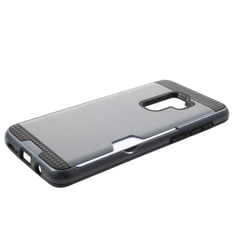 Brushed PC + TPU Hybrid Phone Card Slot Mobile Cover for Samsung Galaxy S9 Plus G965 - Blue-3