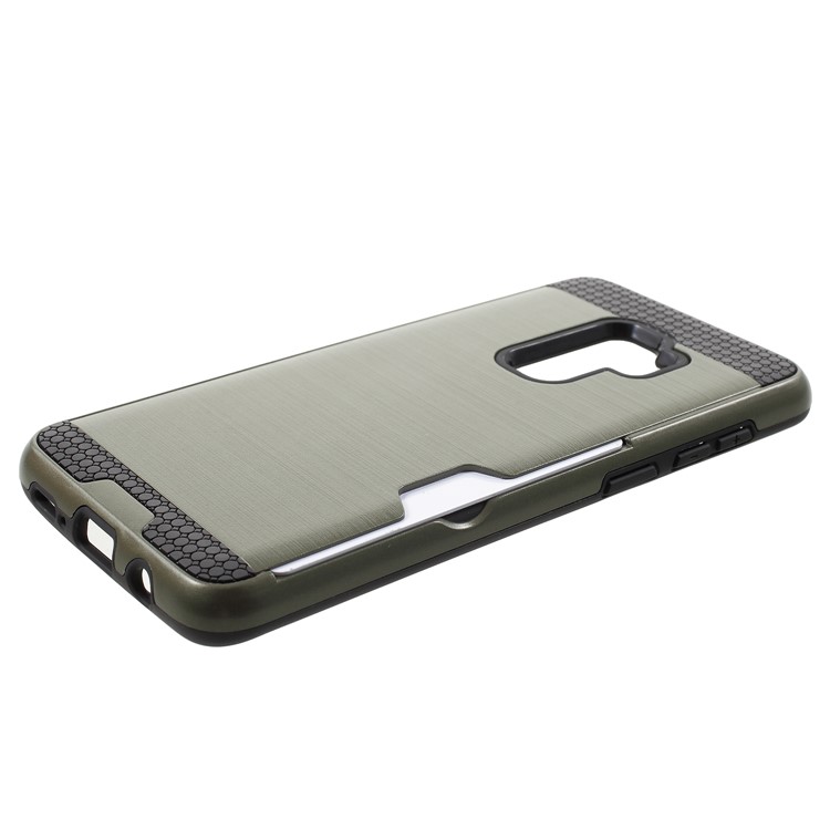 Brushed PC + TPU Hybrid Phone Card Slot Cellphone Cover for Samsung Galaxy S9 Plus G965 - Green-3