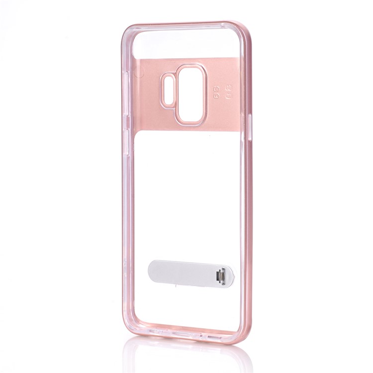 Clear Back PC + TPU Hybrid Case with Kickstand for Samsung Galaxy S9 - Rose Gold-2